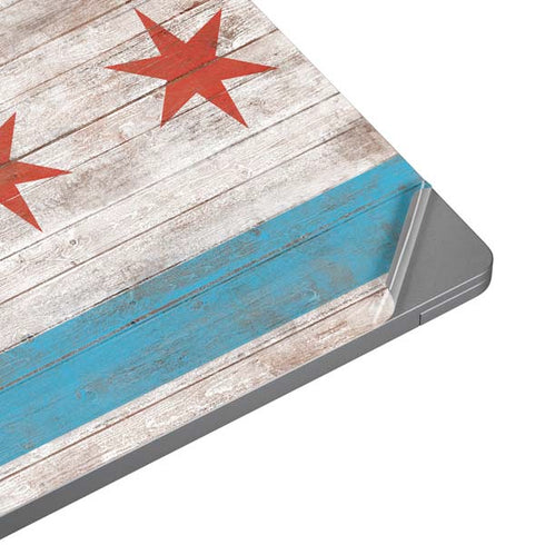 Chicago Flag Dark Wood Universal Laptop 12in (9.8 x 6.8in) Skin